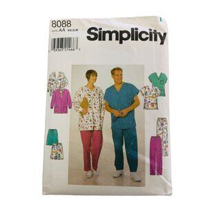 Vintage Simplicity Sewing Pattern 8088 Unisex Scrubs Size XS-M